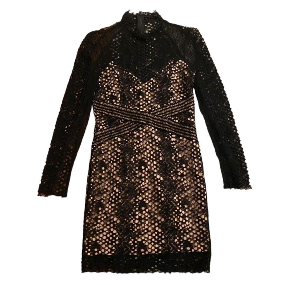 Bardot Long Sleeve Lace Sheath Dress